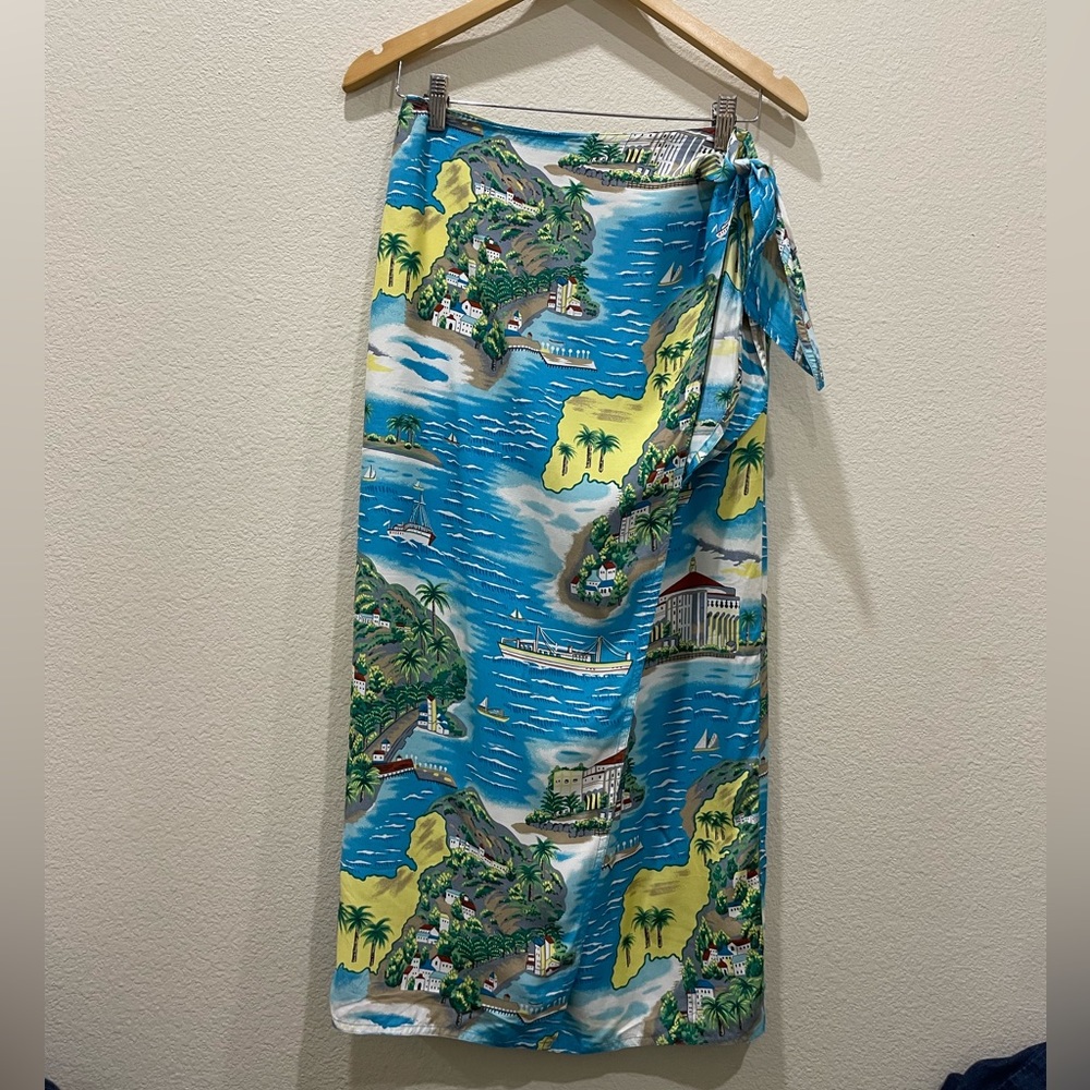 LizSport Wrap Skirt Hawaiian Tropical Luau Size M Vintage 1980s